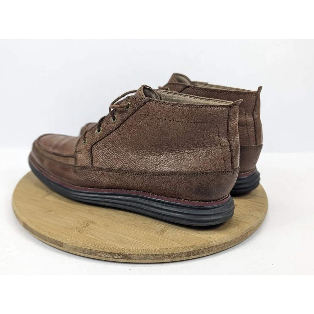 Cole Haan Connery Mens 10 M Chukka Boots Brown Leather Moc Toe Ankle Lunar Shoes